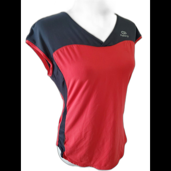 Tops - Kalenji Decathalon Women's Running Athletic Red Gray Top Tank Short Sleeve SZ XS